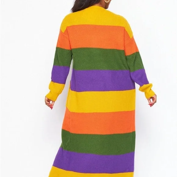 #76 Autumn Stripe Maxi Cardigan-Plus Size - Picture 2 of 6